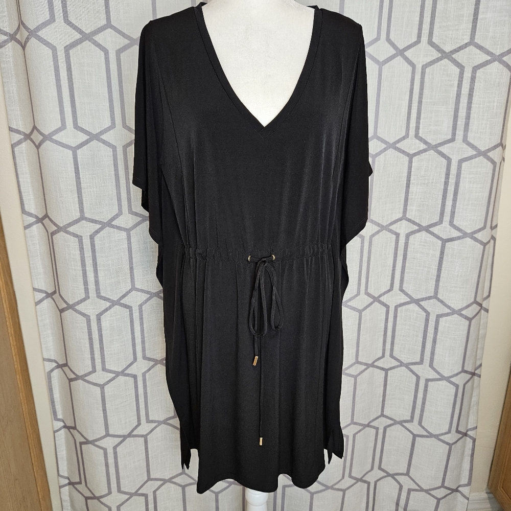 calvin klein midi dress butterfly wings size 14 stretches.adjustable drawstring